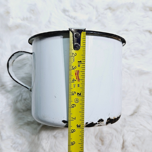 Antique Enamel Metal Coffee Tea Cup - Picture 8 of 9
